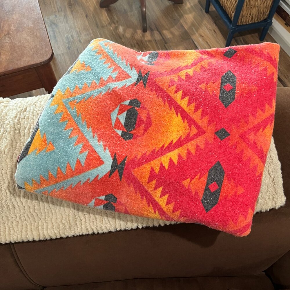 Vintage Adirondack Blanket 1970s Cabin Core Printed Fabric (82x69) Southwest - Picture 2 of 7